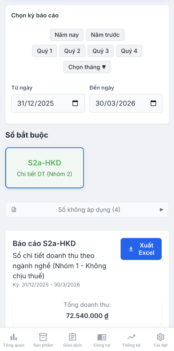 Sổ Kinh Doanh screenshot
