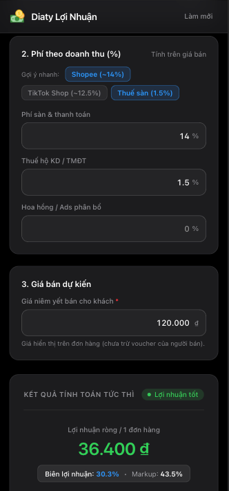 Diaty Lợi Nhuận screenshot