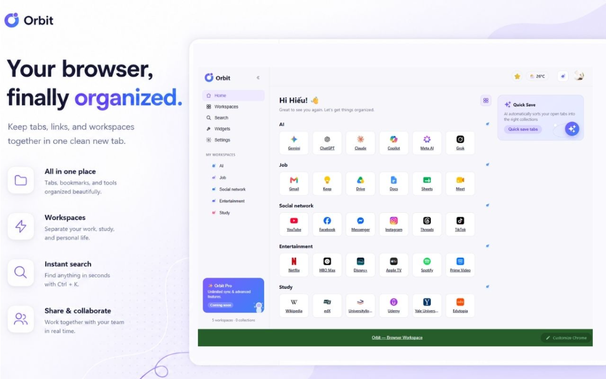 Orbit Browser Workspace screenshot