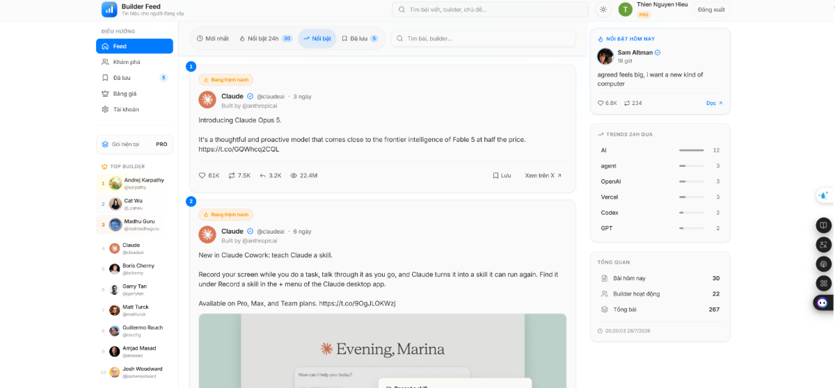 AI Builder Feed screenshot