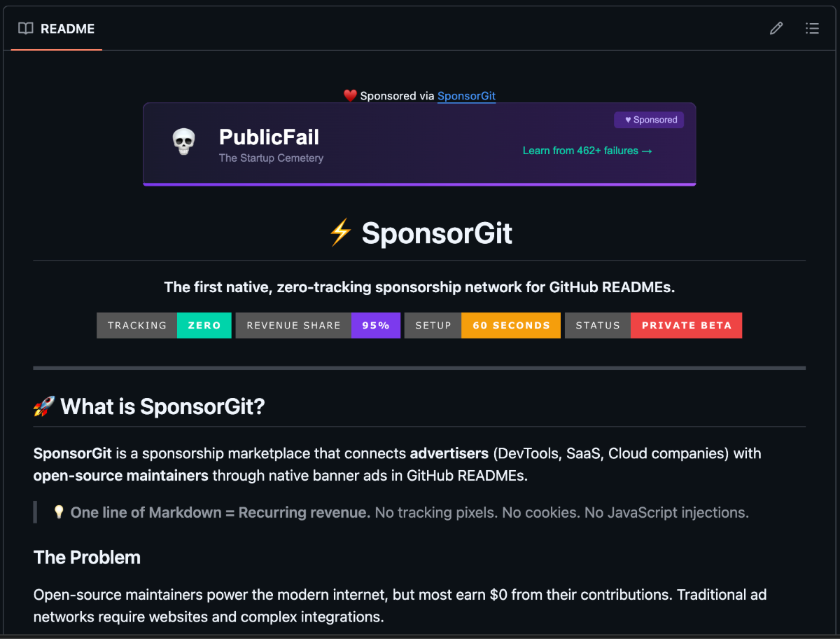 sponsorgit.com screenshot