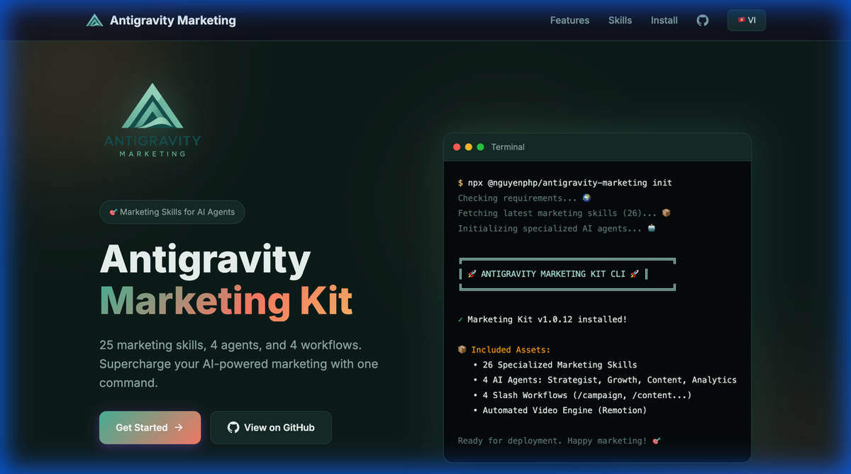 Antigravity Marketing Kit screenshot