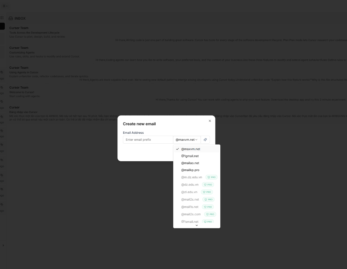 Mail1s.net screenshot