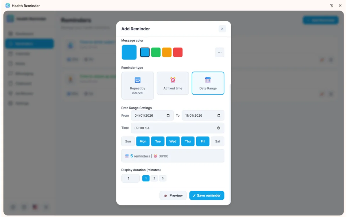 Health Reminder screenshot