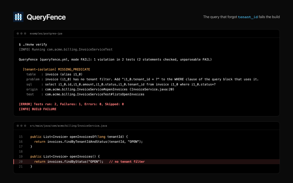 QueryFence screenshot