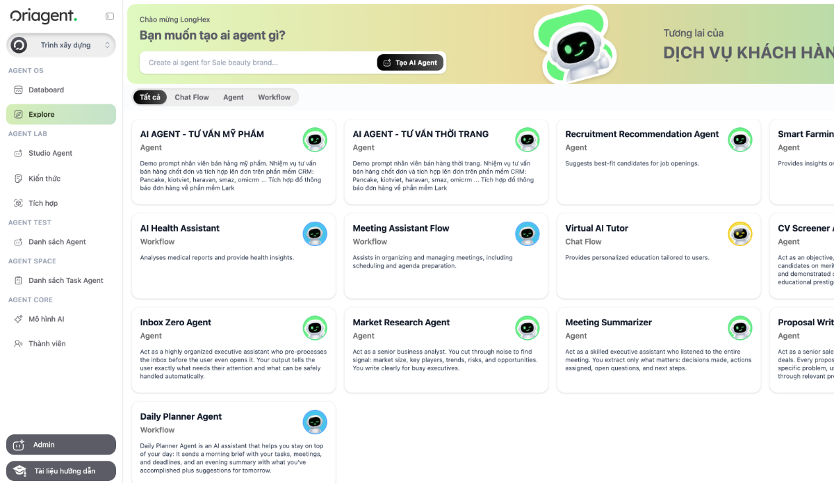 Oriagent screenshot