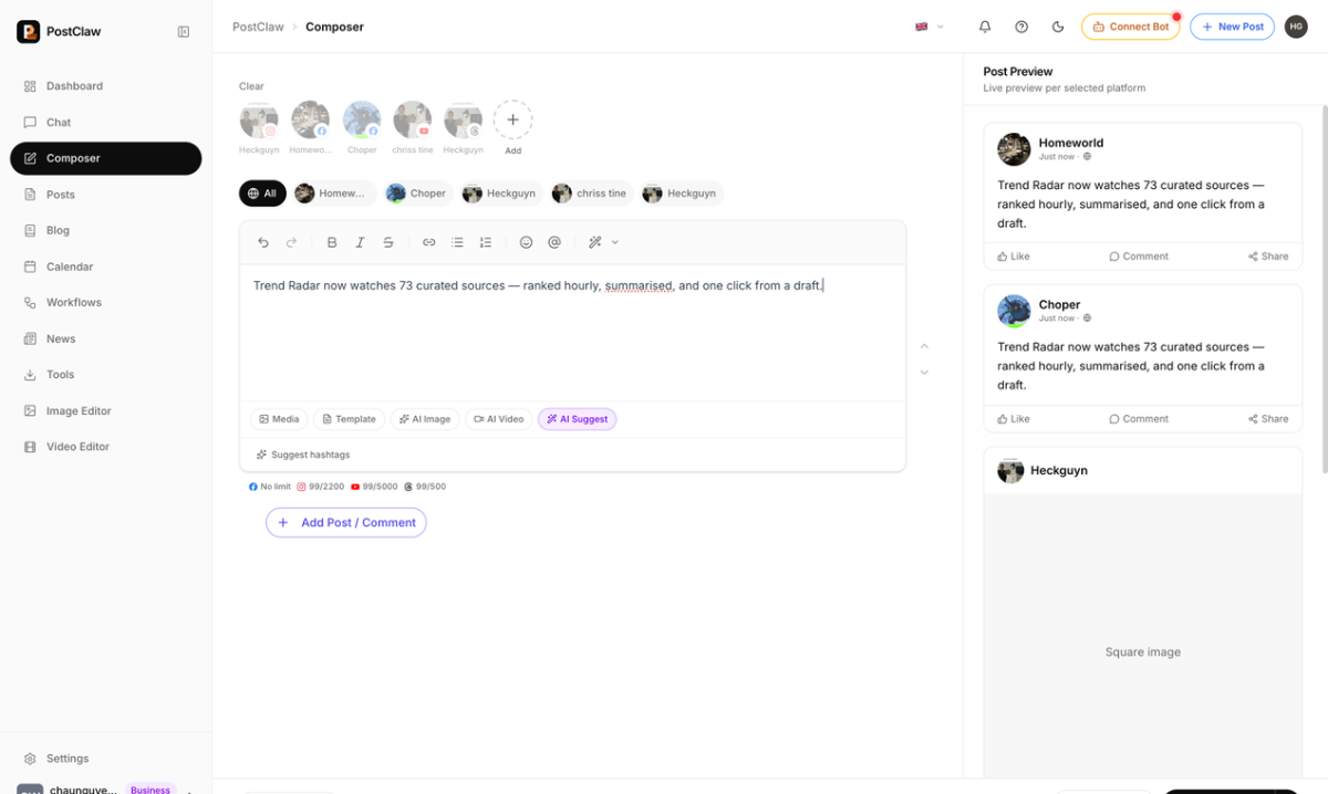 PostClaw screenshot