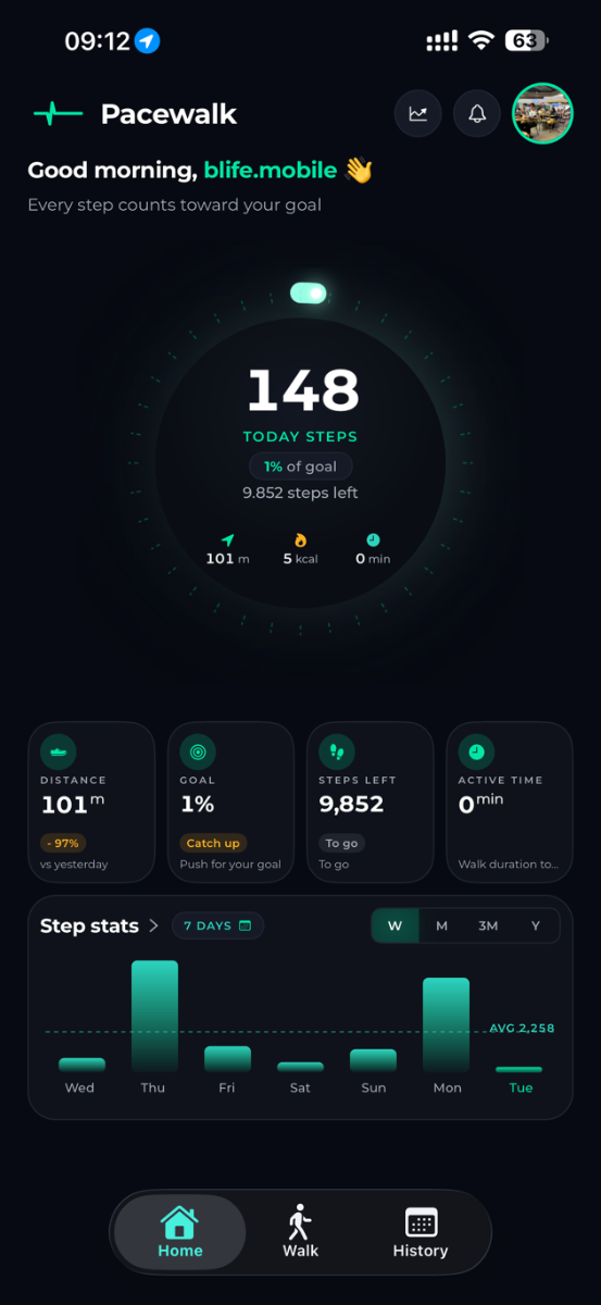 Pacewalk App screenshot