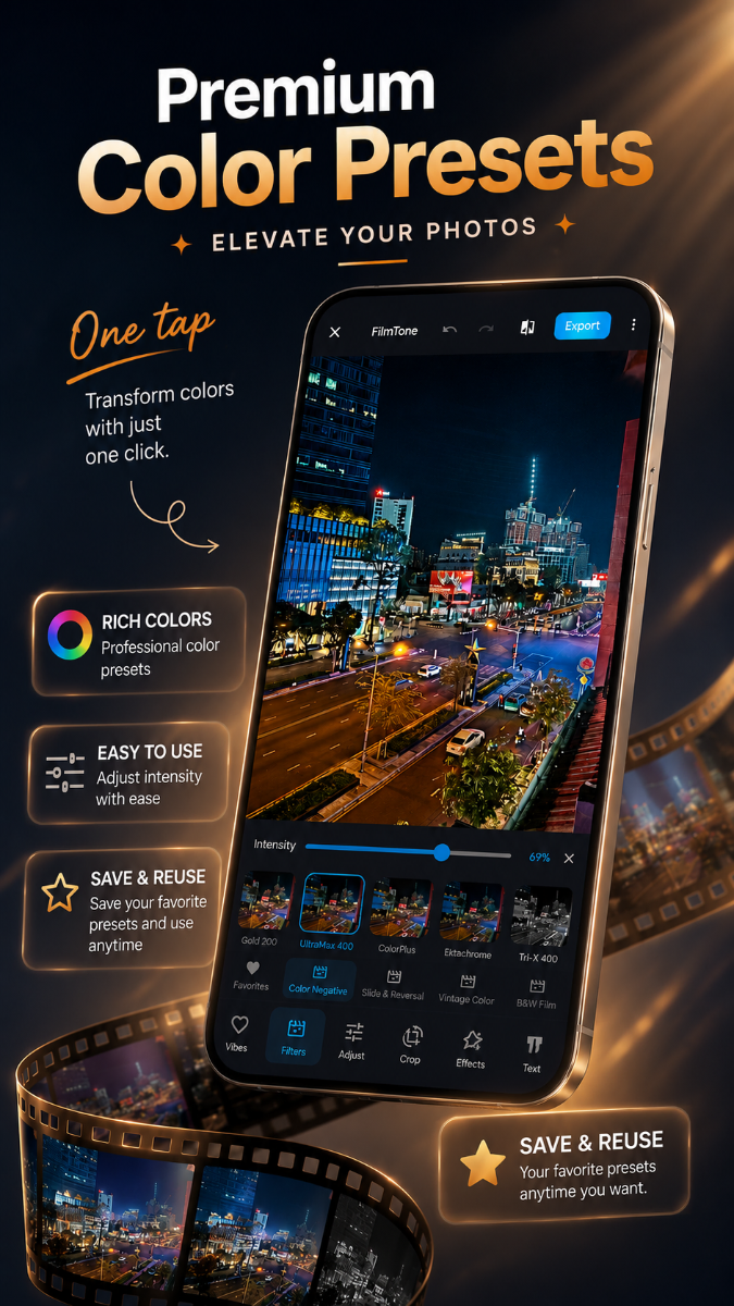 Filmtone: Preset ảnh và video screenshot