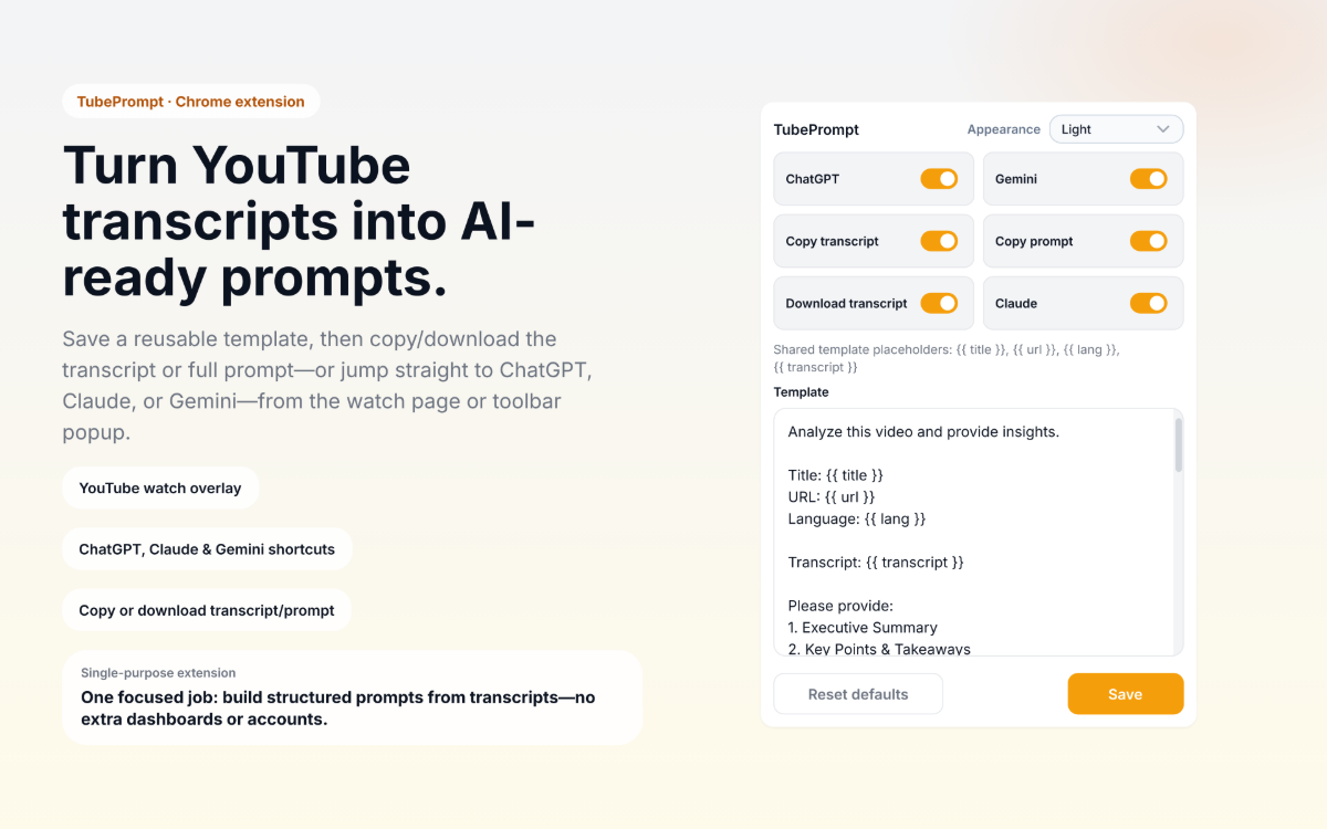TubePrompt screenshot