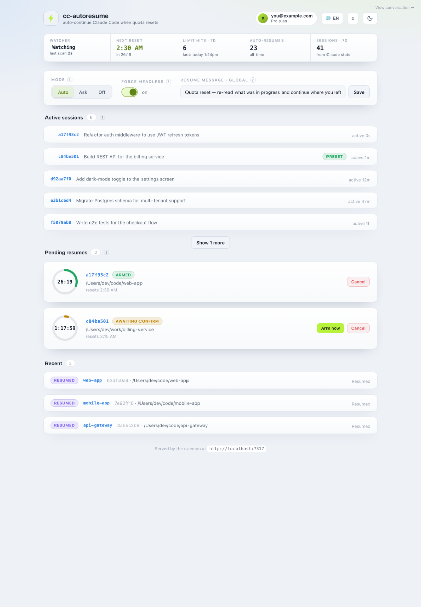 Claude Auto Resume screenshot 3