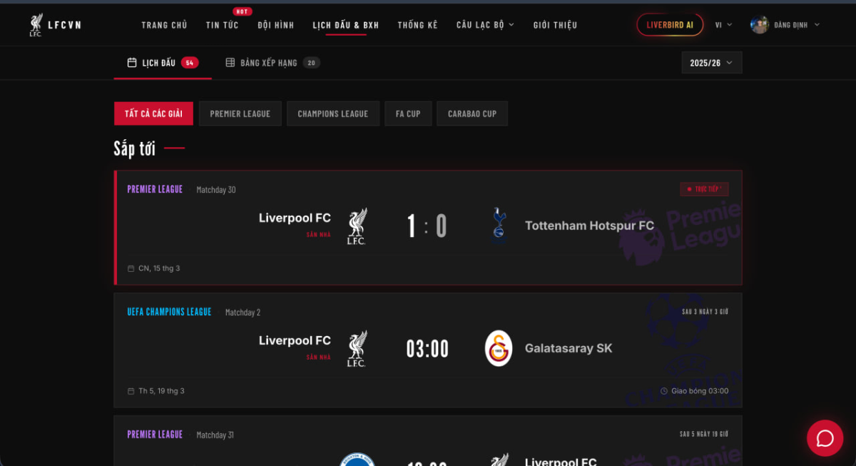 Liverpool FC Việt Nam screenshot