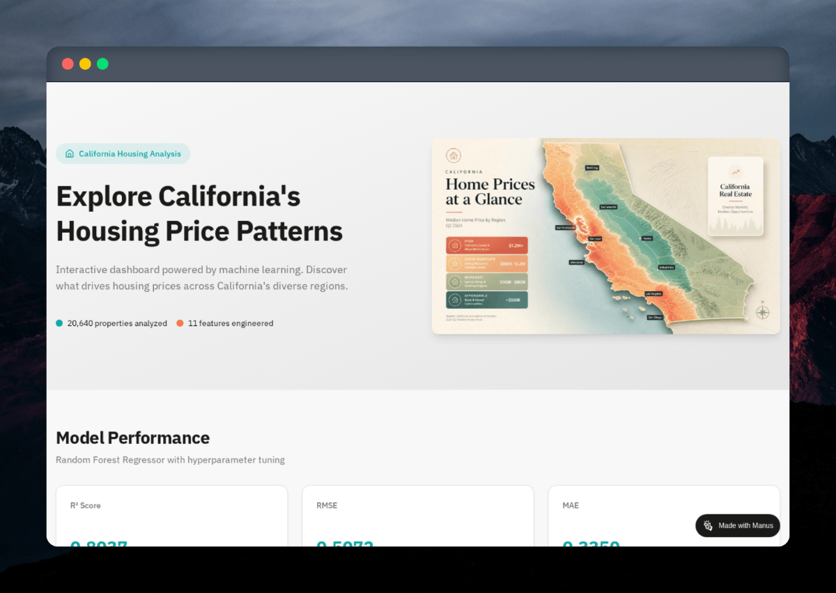California Housing Dashboard screenshot