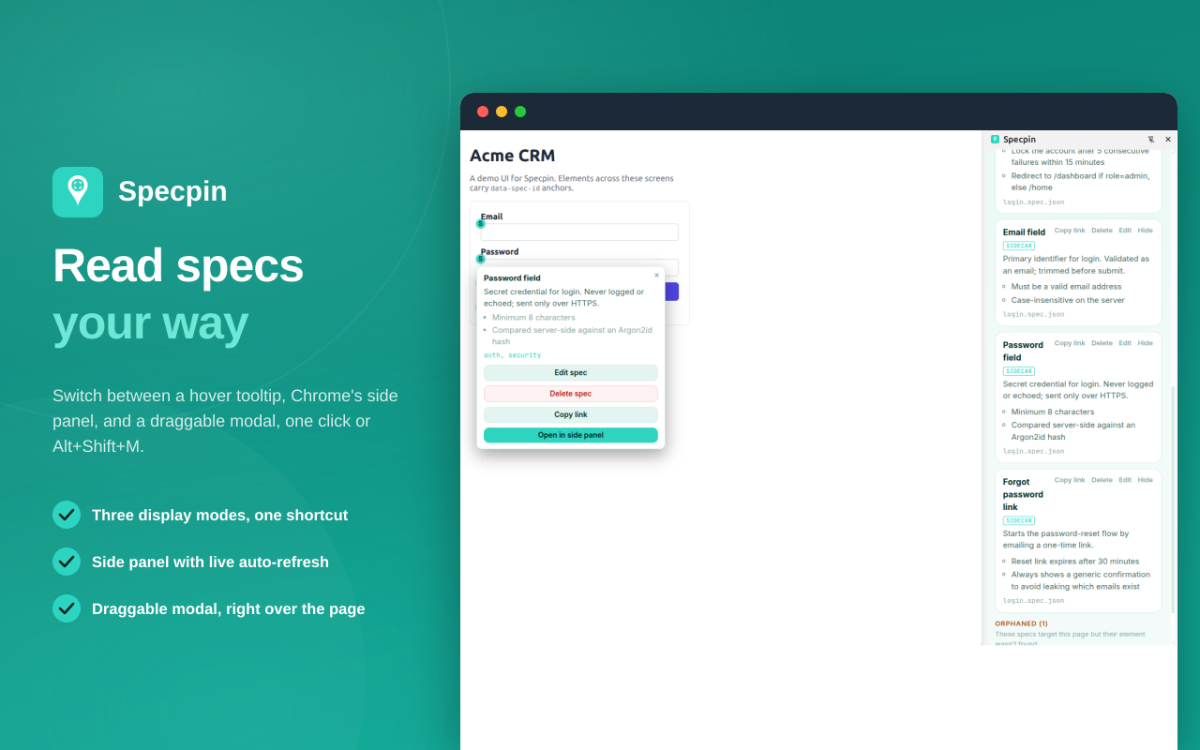 Specpin screenshot