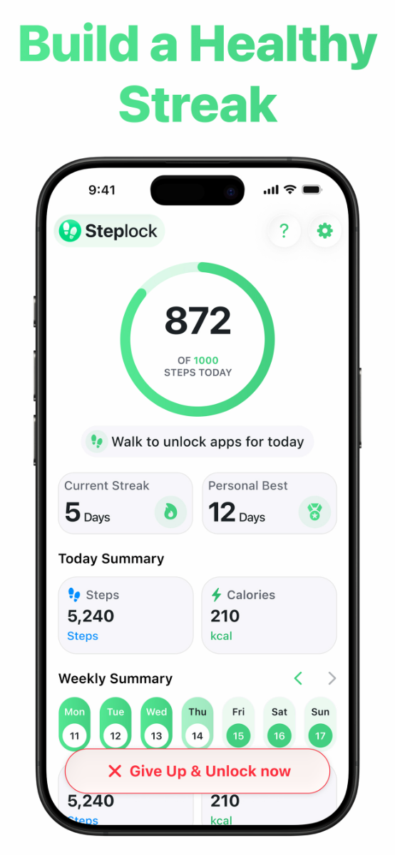 StepLock: Đi bộ để mở khóa apps screenshot