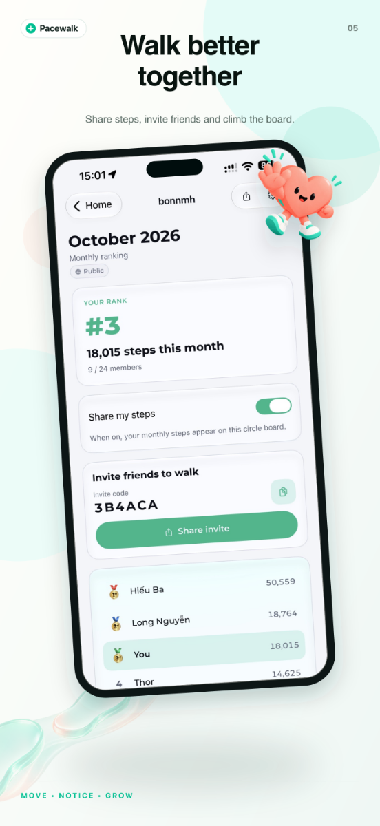 Pacewalk App screenshot
