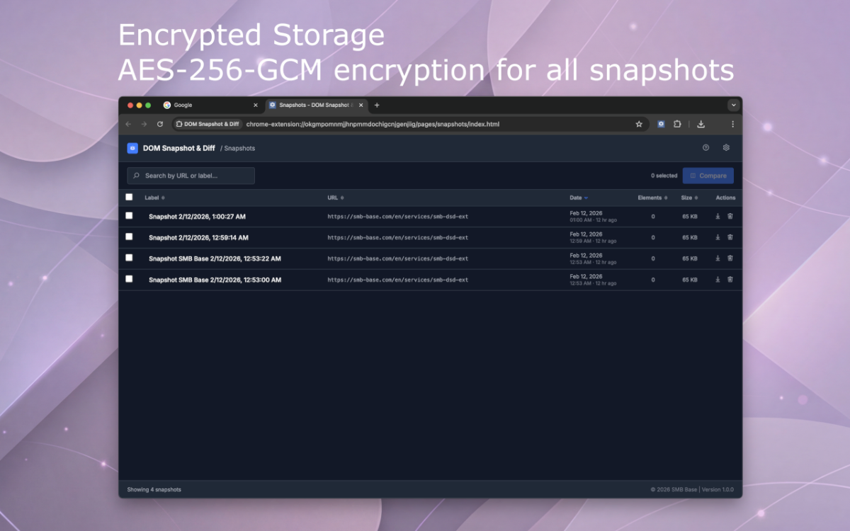 DOM Snapshot & Diff screenshot