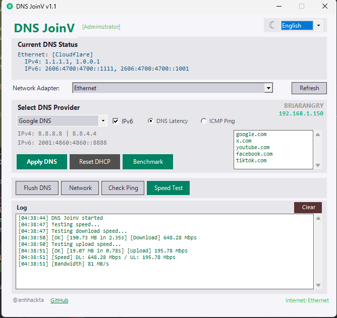 DNS JoinV screenshot