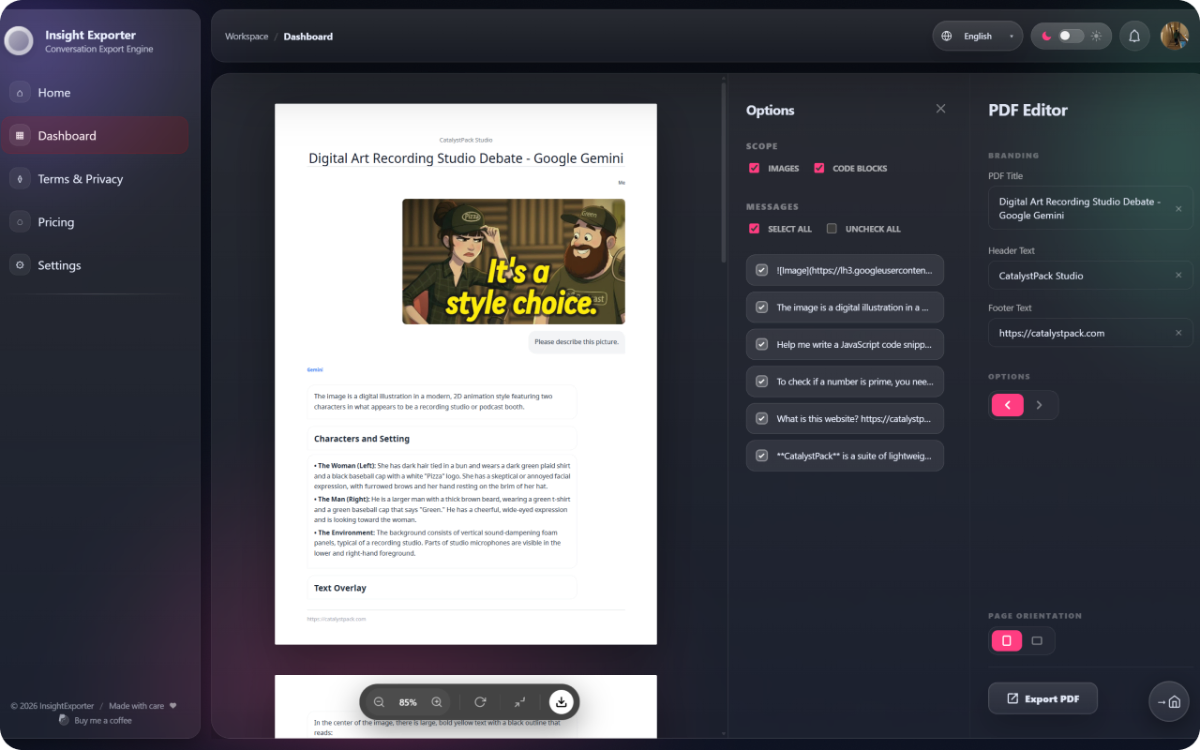 InsightExporter screenshot
