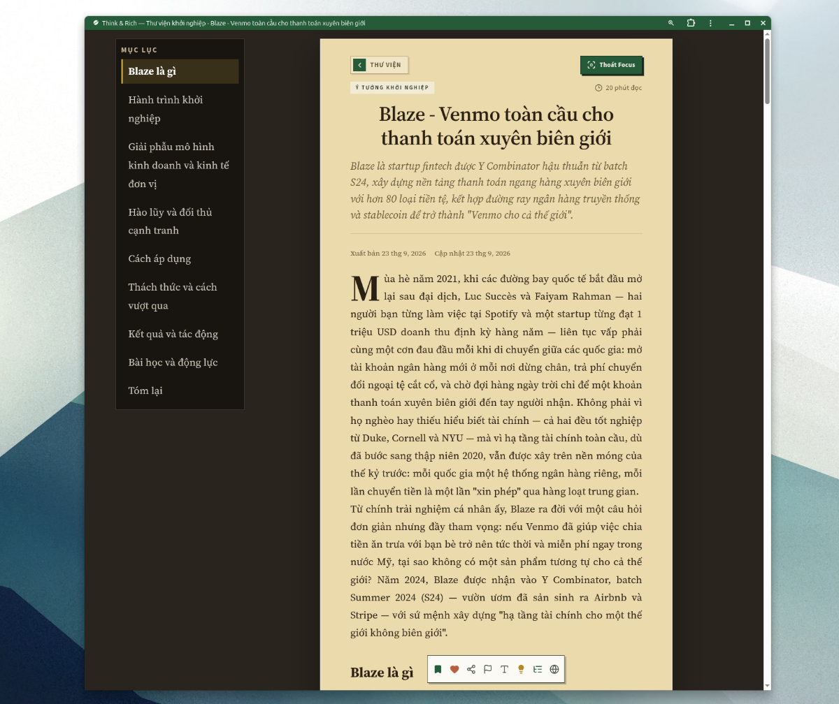 Think & Rich, Startup library screenshot