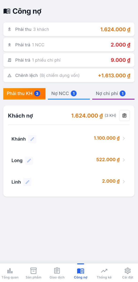 Sổ Kinh Doanh screenshot