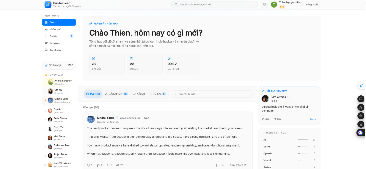 AI Builder Feed screenshot