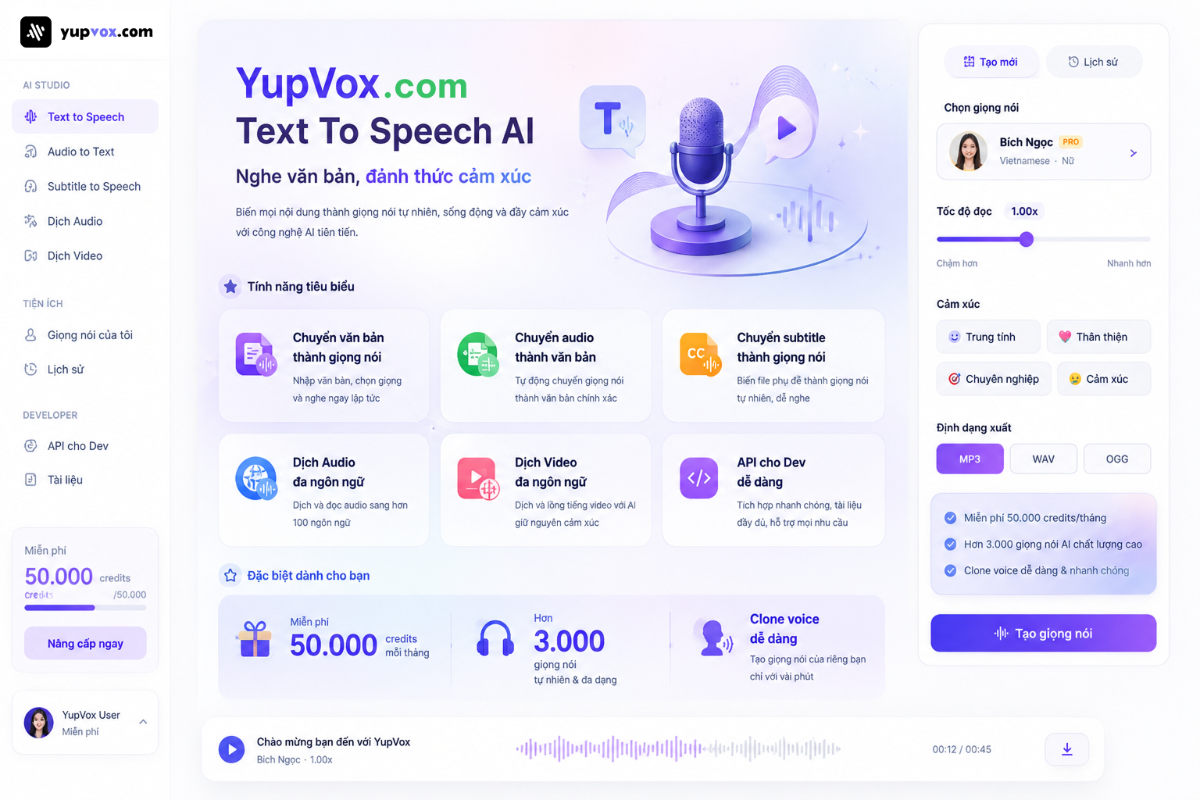 Chuyển văn bản thành giọng nói bằng AI screenshot