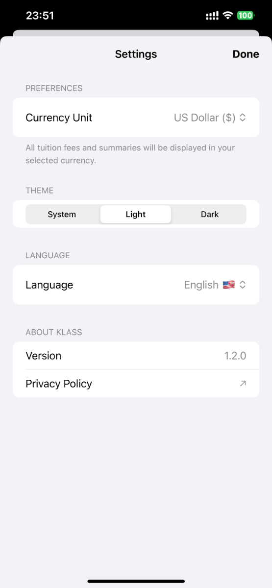 Klass screenshot