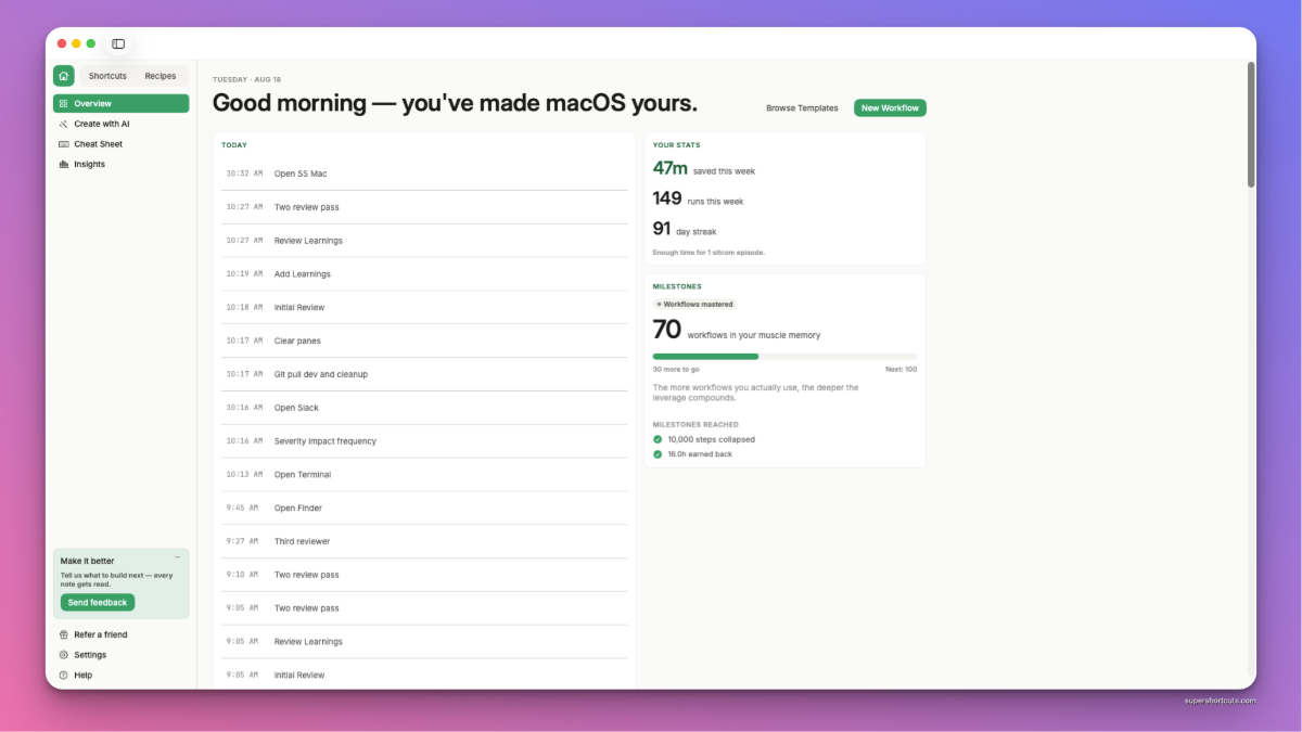 Super Shortcuts screenshot