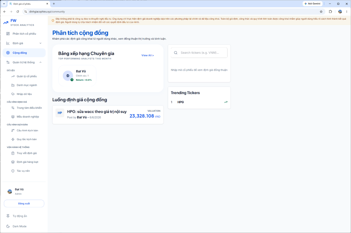 Định giá cổ phiếu screenshot