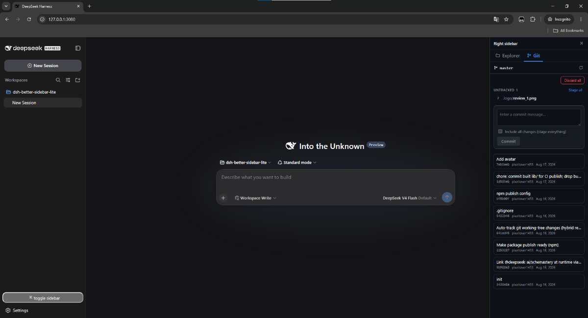 Deepseek Harness Better Sidebar Lite screenshot
