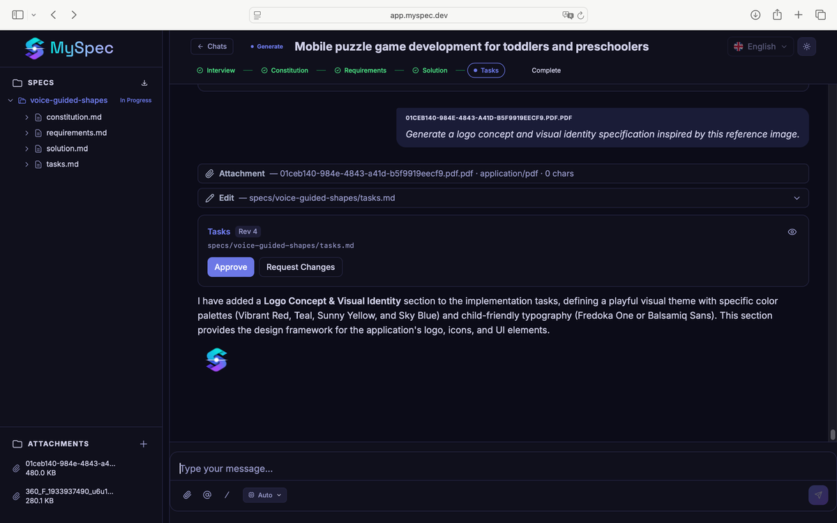 MySpec screenshot