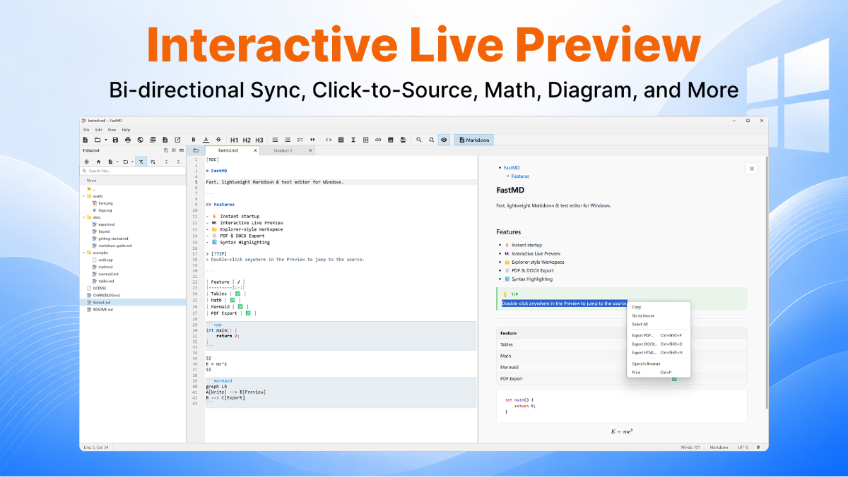 FastMD: Markdown and Text Editor screenshot