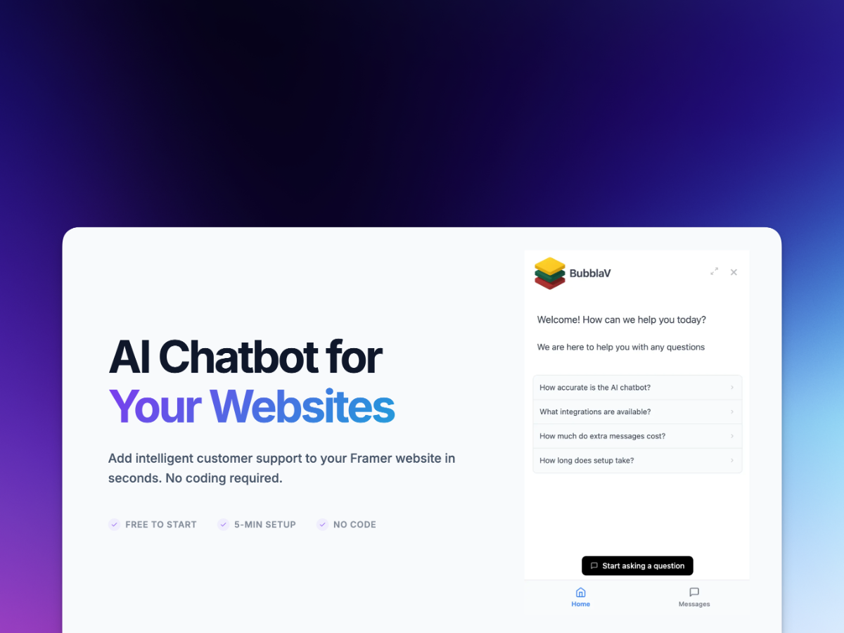 BubblaV AI Chatbot screenshot
