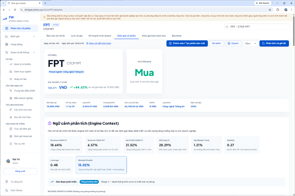 Định giá cổ phiếu screenshot