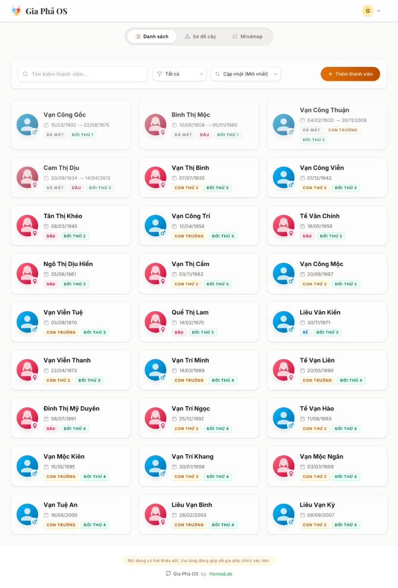 Gia Phả OS (Gia Phả Open Source) screenshot