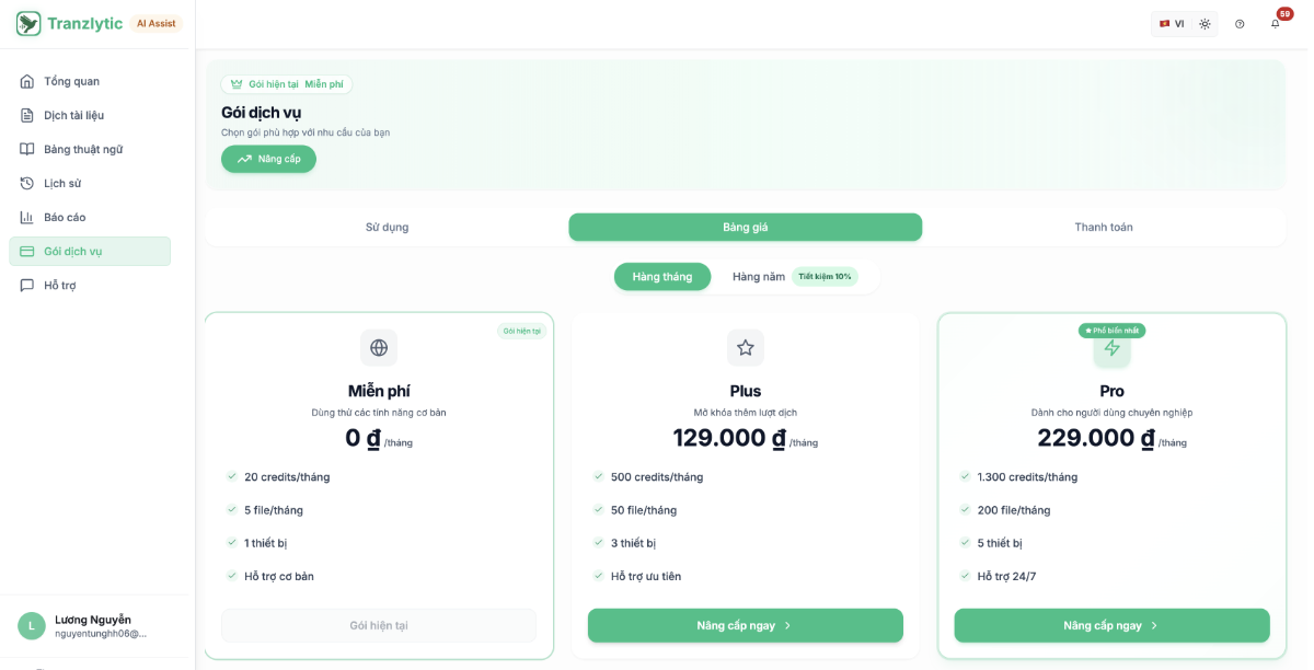 Tranzlytic screenshot