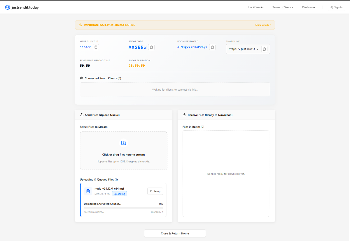 JustSendIt screenshot
