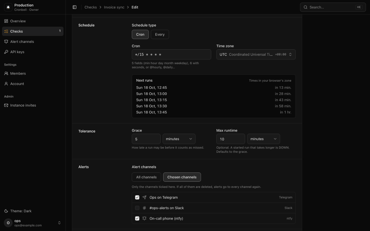 Cronbell screenshot