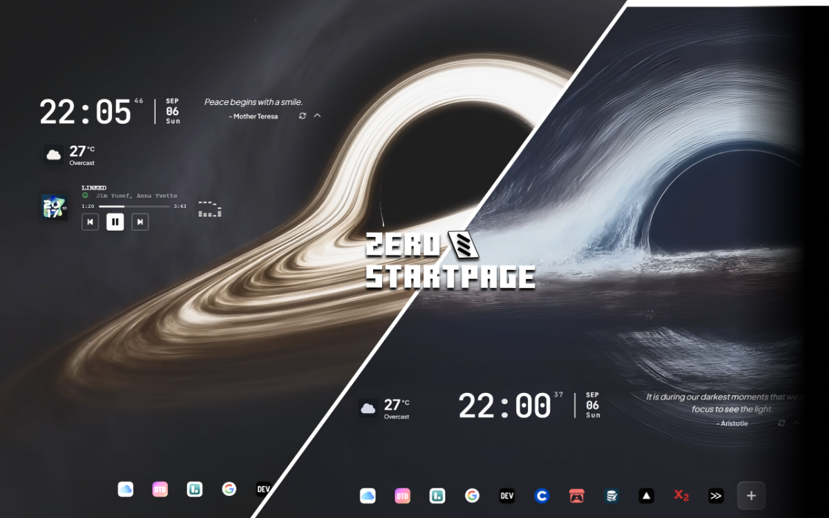 Zero Startpage screenshot