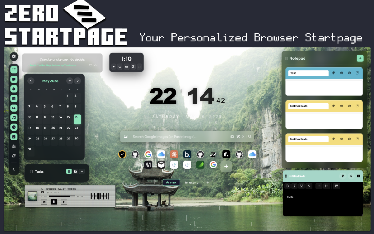 Zero Startpage screenshot