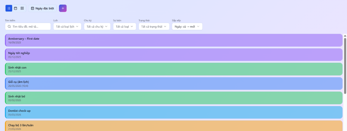 Calenmory screenshot