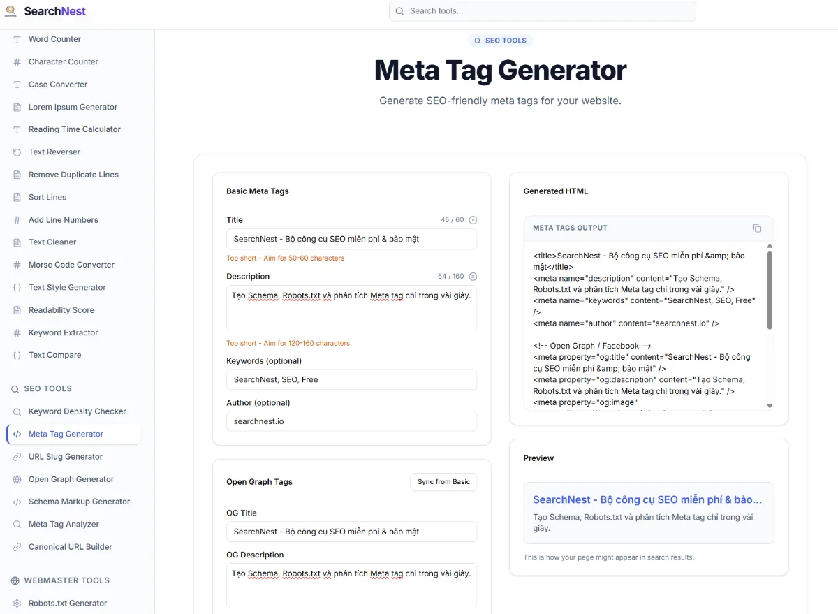 SearchNest screenshot