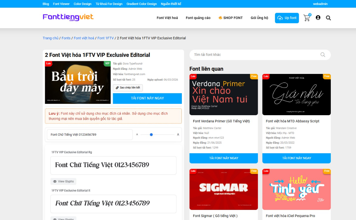 Fonttiengviet.com screenshot