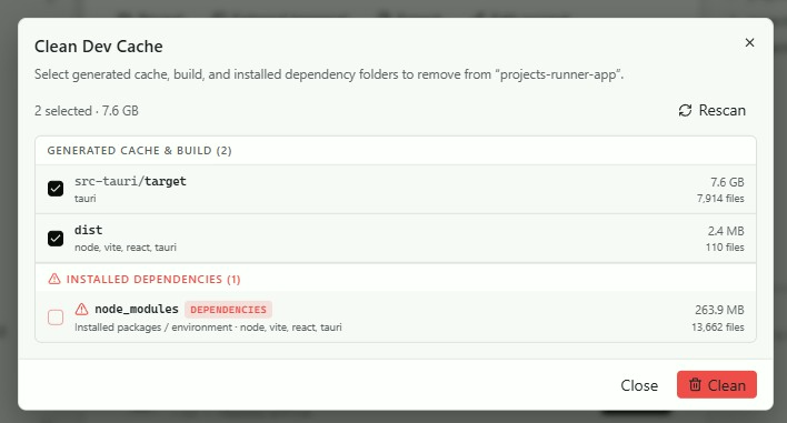 Projects Runner screenshot