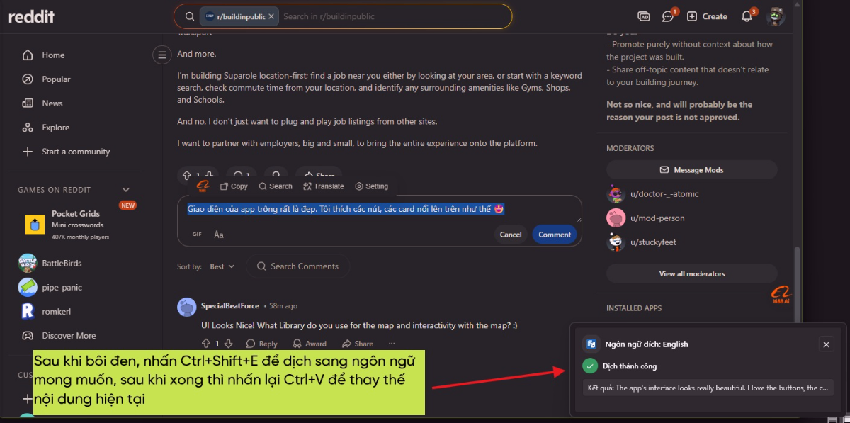 Instant Translate (chỉ Windows) screenshot