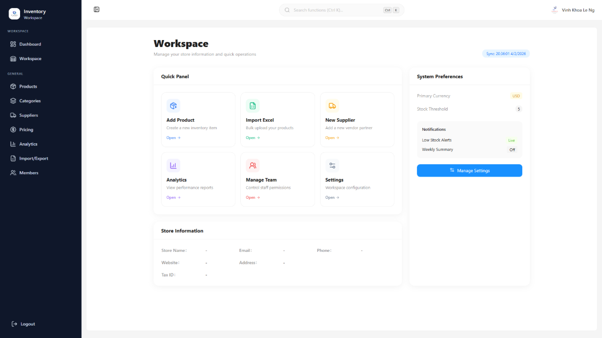 Inventory Management System screenshot