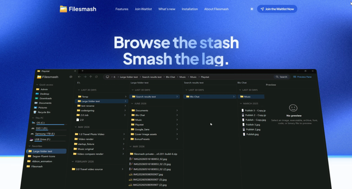 Filesmash • Fast file manager Windows 11 screenshot