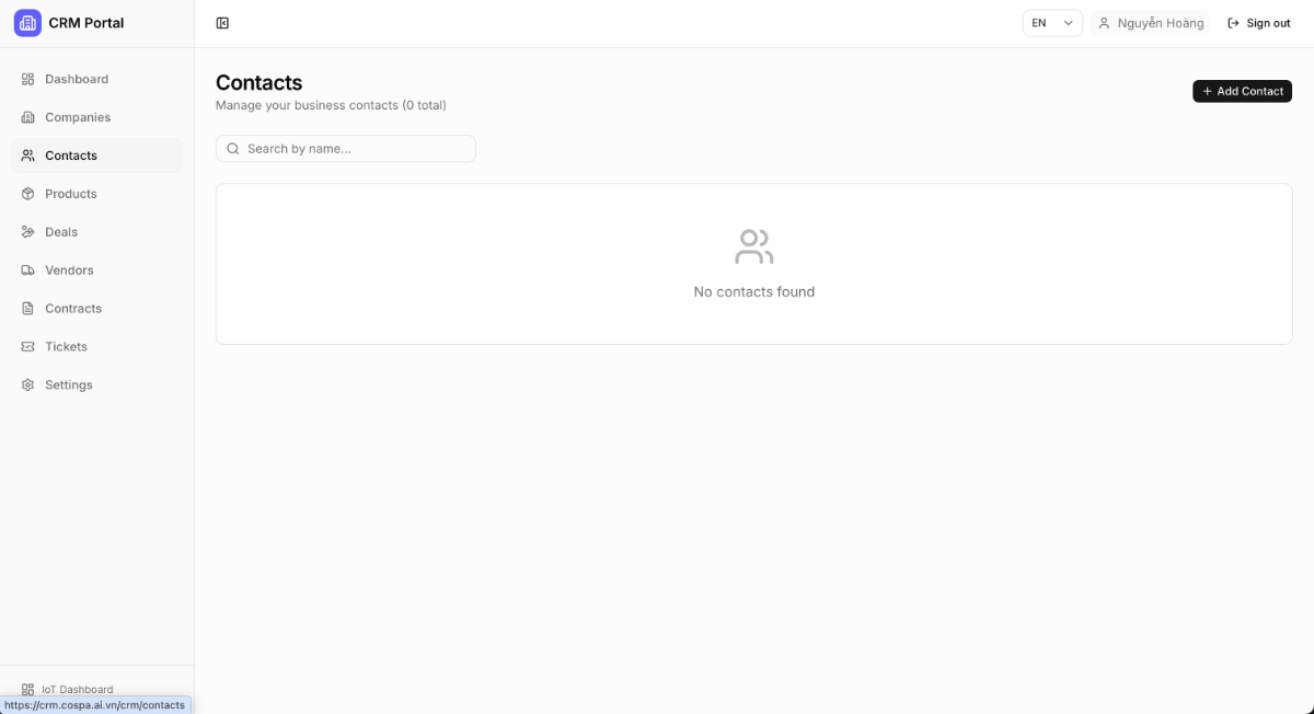 Cospa CRM screenshot