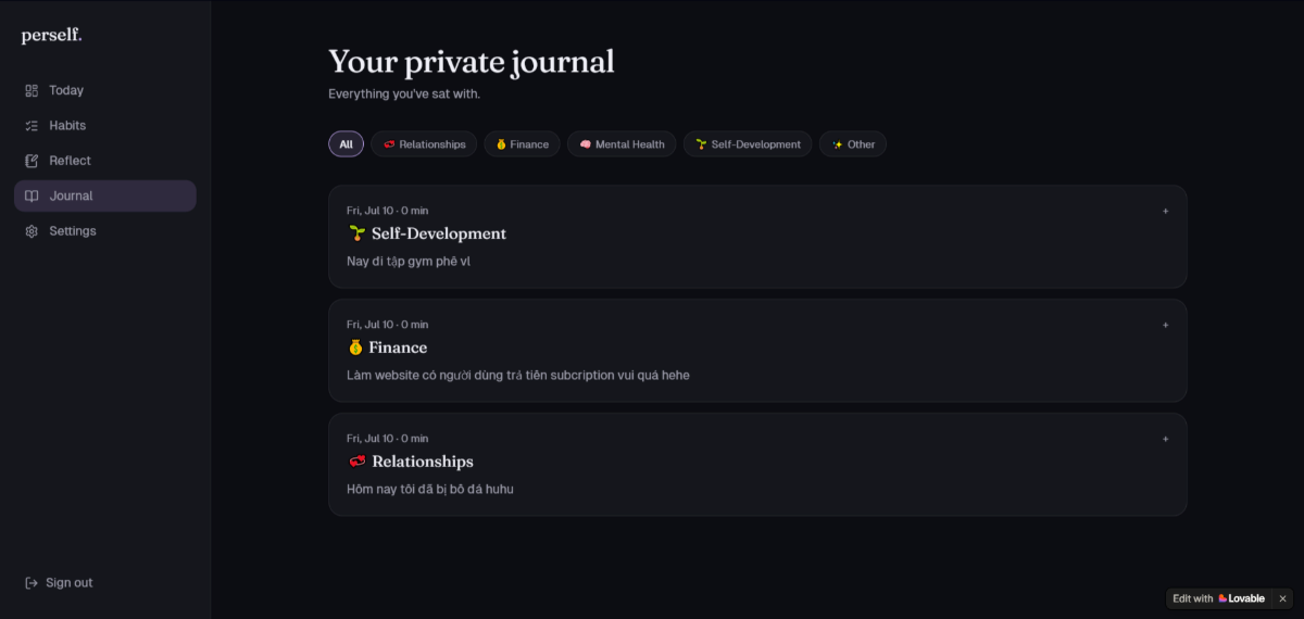 Perself screenshot